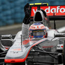 Button Wins a Rainy Race in Hungary