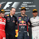 Daniel Ricciardo takes the podium in the Hungaroring