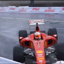 Kamui Kobayashi Crashes Ferrari F1 Car at Wet Moscow Demonstration