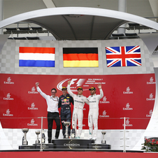 Max Verstappens finished second and Lewis Hamilton recovered to third place