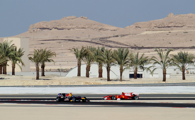 Ferrari and Red Bull at the 2010 Bahrain Grand Prix