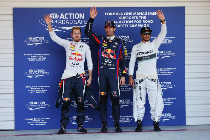 Webber, Vettel and Hamilton were the top three drivers in qualifying