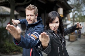 Vettel posing with Celina Jade