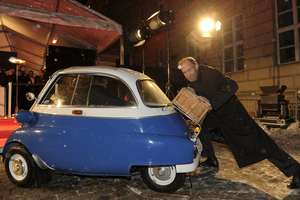 Very practical indeed: the tiny Isetta is easily pushed by hand.