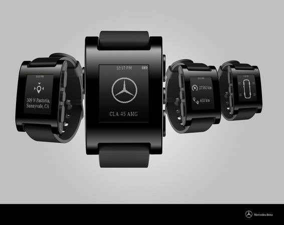 The Pebble Mercedes smart watch integrates into the car's systems to provide information at all times