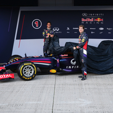 Red Bull drivers unveiled the new RB10 at the pitlane in Jerez