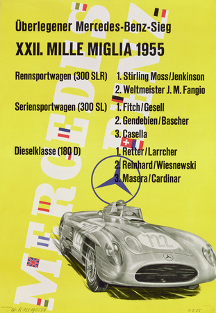 Striling Moss won in 1955 in a 300 SLR