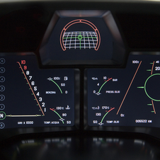 The instrument cluster was bespoke and had a tachometer (left), speedometer (right) and G-Meter (center)