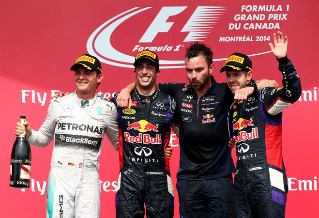 Rosberg and Vettel were with Ricciardo at the podium in Canada