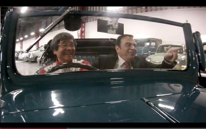 Carlos Ghosn Takes a Drive through Nissan Museum