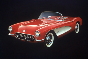 For 1956, the Corvette got a styling revision, handles and roll-up windows