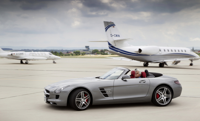 Jay Leno Vists AMG in Affalterbach to Test Drive SLS Convertible with Video