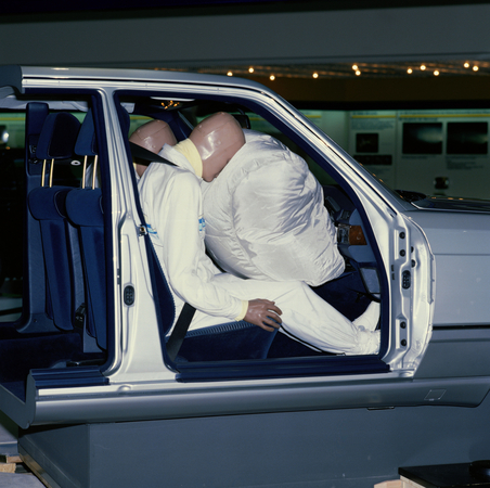 Mercedes introduced the production airbag on the W124 S-Class in 1981