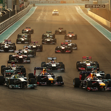 Webber started on pole, but Vettel took the lead in the first corner