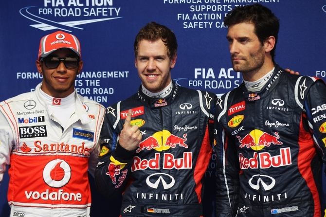 Vettel foi o mais rápido, seguido de Lewis Hamilton e do colega de equipa Mark Webber