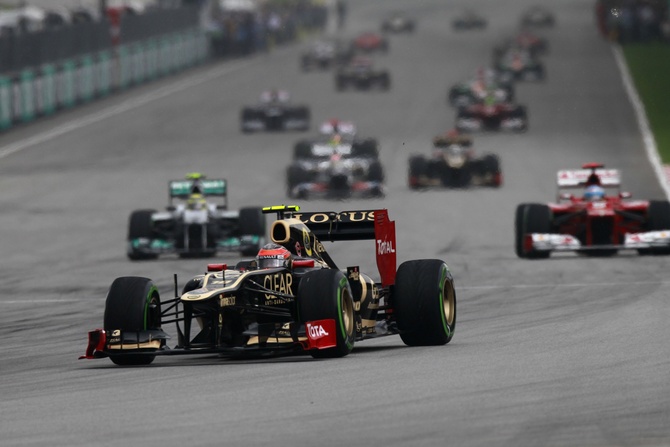 Romain Grosjean at the Malaysian Grand Prix where he qualified 7th but did not finish