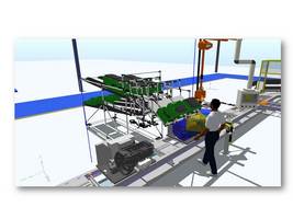 Then, it can position equipment around the factory virtually