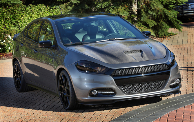 The Dart Carbon Fire shows a carbon fiber hood and spoiler that are already available for the Dart