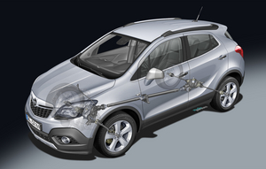 The Mokka's all-wheel drive system sends 100% of the power to the front unless it is needed in the rear.